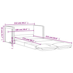 Sofa podłogowa 2-w-1, ciemnożółta, 112x174x55 cm, tkanina