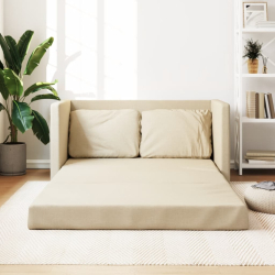 Sofa podłogowa 2-w-1, kremowa, 112x174x55 cm, tkanina