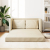 Sofa podłogowa 2-w-1, kremowa, 112x174x55 cm, tkanina