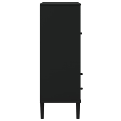 Szafka SENJA, imitacja rattanu, czarna, 90x40x112 cm, sosnowa
