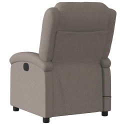 Rozkładany fotel masujący, taupe, obity tkaniną