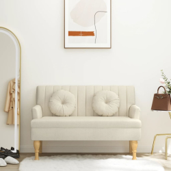 Ławka z poduszkami, lniany beż, 113x64,5x75,5 cm, tkanina