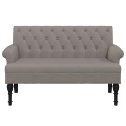 Ławka z oparciem, kolor taupe, 120x62x75,5 cm, tkanina