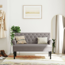 Ławka z oparciem, kolor taupe, 120x62x75,5 cm, tkanina