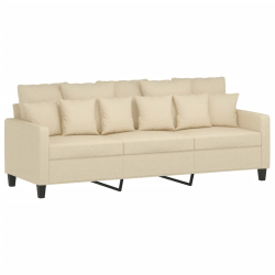 3-osobowa sofa, kremowa, 180 cm, tapicerowana tkaniną