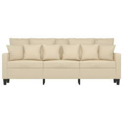 3-osobowa sofa, kremowa, 180 cm, tapicerowana tkaniną
