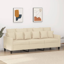 3-osobowa sofa, kremowa, 180 cm, tapicerowana tkaniną