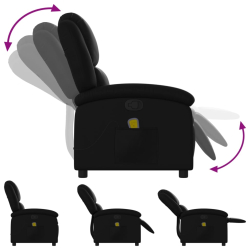 Rozkładany fotel masujący, czarny, sztuczna skóra