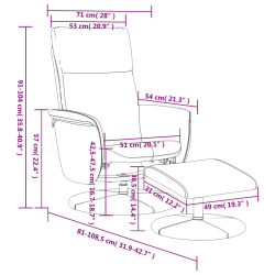 Rozkładany fotel z podnóżkiem, szary, sztuczna skóra