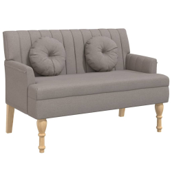 Ławka z poduszkami, kolor taupe, 113x64,5x75,5 cm, tkanina