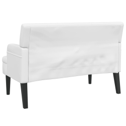 Ławka z oparciem, biała, 112x65,5x75 cm, sztuczna skóra