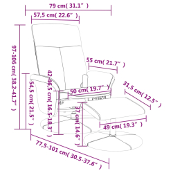 Fotel masujący z podnóżkiem, jasnoszary, obity tkaniną