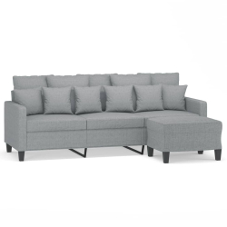 3-osobowa sofa z podnóżkiem, jasnoszara, 180 cm, tkaniną