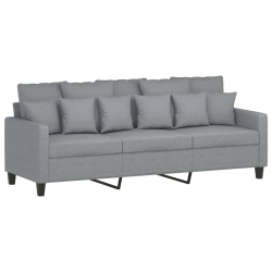 3-osobowa sofa z podnóżkiem, jasnoszara, 180 cm, tkaniną