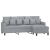 3-osobowa sofa z podnóżkiem, jasnoszara, 180 cm, tkaniną
