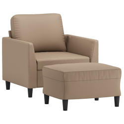 Fotel z podnóżkiem, kolor cappuccino, 60 cm, sztuczną skórą