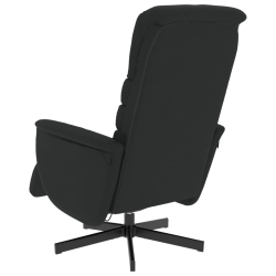 Rozkładany fotel masujący z podnóżkiem, czarny, sztuczna skóra