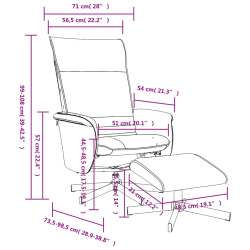 Rozkładany fotel z podnóżkiem, szary, obity sztuczną skórą