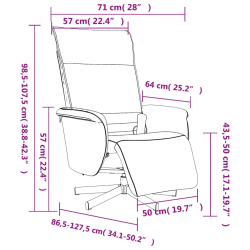 Rozkładany fotel masujący z podnóżkiem, szary, sztuczna skóra