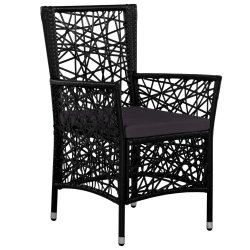7-cz. zestaw mebli ogrodowych, rattan PE, czarny