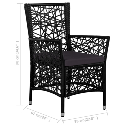 7-cz. zestaw mebli ogrodowych, rattan PE, czarny