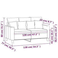Sofa 2-osobowa, kolor taupe, 120 cm, tapicerowana tkaniną