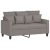 Sofa 2-osobowa, kolor taupe, 120 cm, tapicerowana tkaniną
