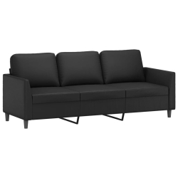 3-osobowa sofa, czarna, 180 cm, obita sztuczną skórą