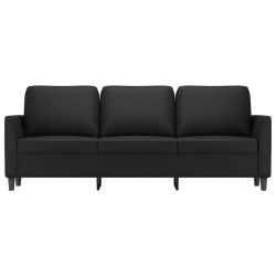 3-osobowa sofa, czarna, 180 cm, obita sztuczną skórą