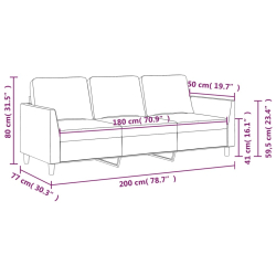 3-osobowa sofa, czarna, 180 cm, obita sztuczną skórą