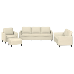 4-osobowa sofa z poduszkami, kremowa, sztuczna skóra