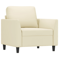 4-osobowa sofa z poduszkami, kremowa, sztuczna skóra