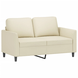 4-osobowa sofa z poduszkami, kremowa, sztuczna skóra
