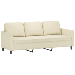 4-osobowa sofa z poduszkami, kremowa, sztuczna skóra