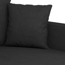 3-częściowy komplet wypoczynkowy z poduszkami, czarna, tkanina