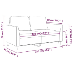 2-osobowa sofa, winna czerwień, 120 cm, sztuczna skóra