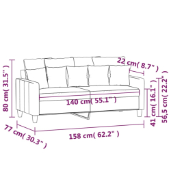 2-osobowa sofa, kremowa, 140 cm, tapicerowana tkaniną