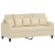 2-osobowa sofa, kremowa, 140 cm, tapicerowana tkaniną