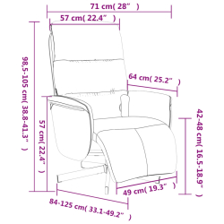 Rozkładany fotel masujący z podnóżkiem, jasnoszary, tkanina