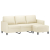 3-osobowa sofa z podnóżkiem, kremowa, 180 cm, sztuczna skóra