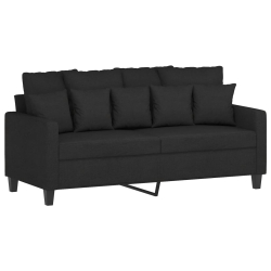 Sofa 2-osobowa, czarna, 140 cm, tapicerowana tkaniną