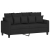 Sofa 2-osobowa, czarna, 140 cm, tapicerowana tkaniną
