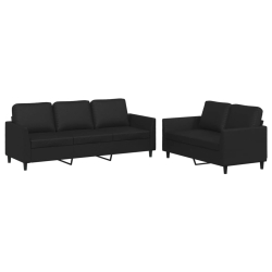 2-osobowa sofa z poduszkami, czarna, sztuczna skóra