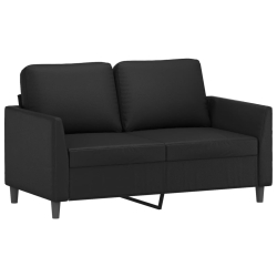 2-osobowa sofa z poduszkami, czarna, sztuczna skóra