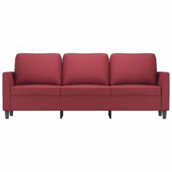 3-osobowa sofa, winna czerwień, 180 cm, sztuczna skóra