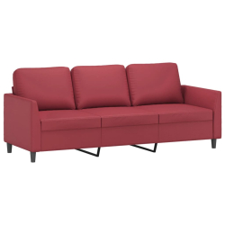 3-osobowa sofa z podnóżkiem, winna czerwień, 180 cm, ekoskóra