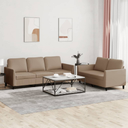 2-osobowa sofa z poduszkami, cappuccino, sztuczna skóra
