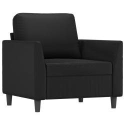 4-osobowa sofa z poduszkami, czarna, sztuczna skóra