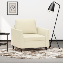 Fotel, kremowy, 60 cm, obity sztuczną skórą
