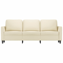 3-osobowa sofa, kremowa, 180 cm, sztuczna skóra